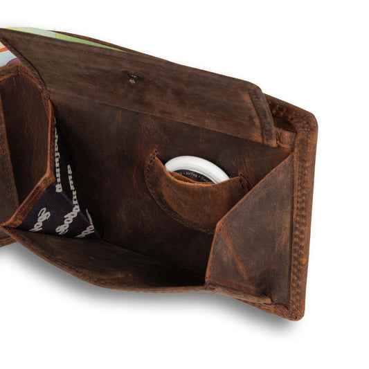 Feuerwehr Leder Geldbeutel - 9 Karten – Helm u. Axt Motiv