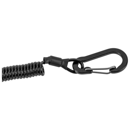 Spiralkabel mit Karabiner und Schlüsselring zur Befestigung für Rettungsmesser, Werkzeuge, Geldbeutel