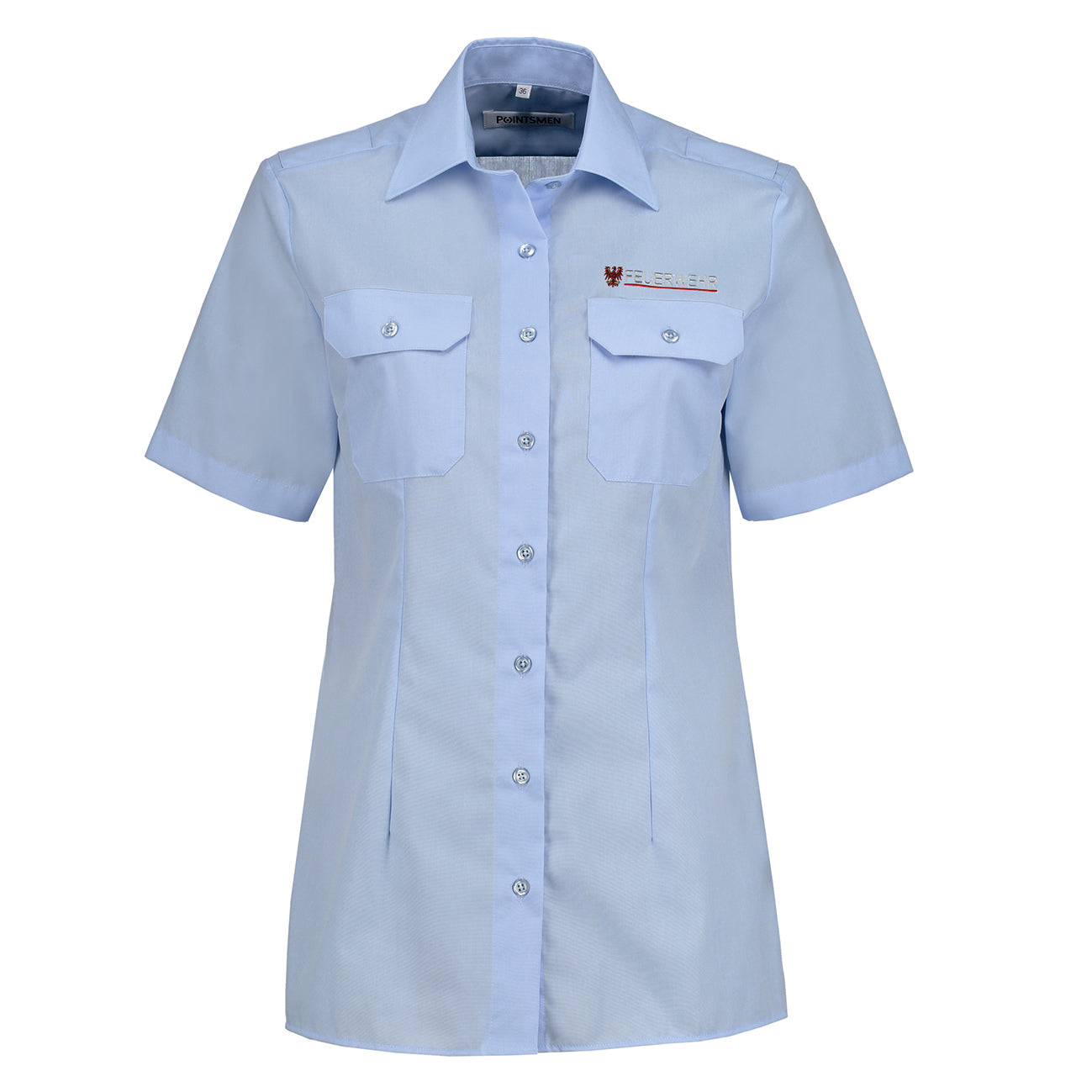Dienstbluse halbarm, Feuerwehr Brandenburg, hellblau, Damen Bluse