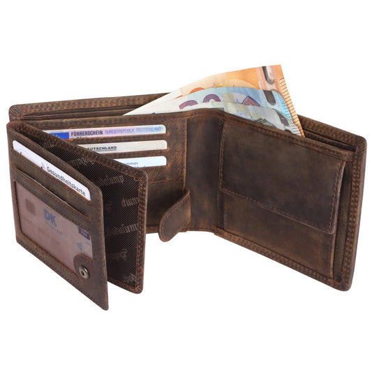 Feuerwehr Leder Geldbörse CLASSIC 2.0 - 10 Karten/RFID mit Helm u. Axt