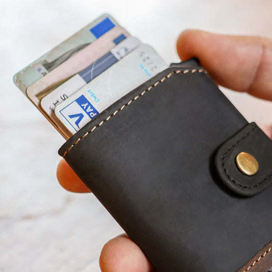 Feuerwehr Leder Kartenetui Geldbeutel mit RFID-Schutz, schwarz