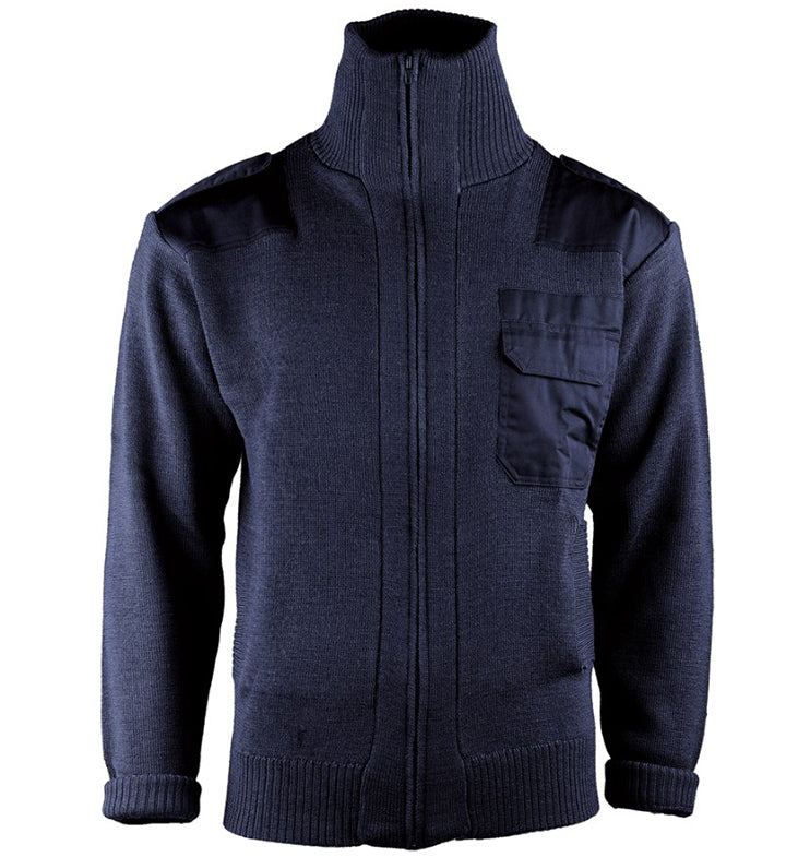 Strickjacke dunkelblau Feuerwehr, Bundeswehr, Schulterklappen, Brusttaschen, marineblau