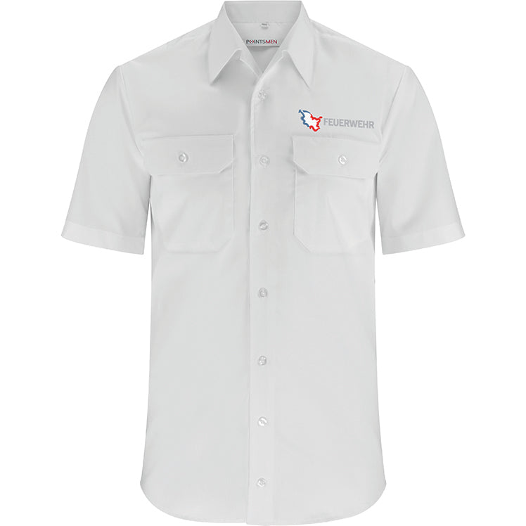 Diensthemd Schleswig-Holstein Feuerwehr mit Stick, kurzarm, Herren, regular fit, weiß