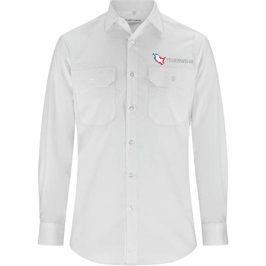 Diensthemd Schleswig-Holstein Feuerwehr mit Stick, langarm, Herren, slim fit, weiß