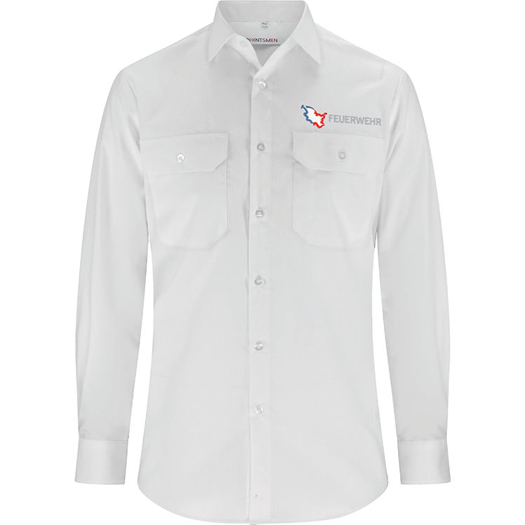 Diensthemd Schleswig-Holstein Feuerwehr mit Stick, langarm, Herren, slim fit, weiß