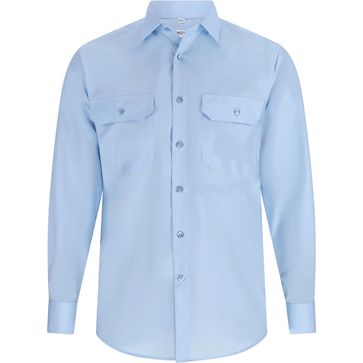 Diensthemd Feuerwehr hellblau, mit Tunnel, Kent Kragen, langarm, Herren, regular fit