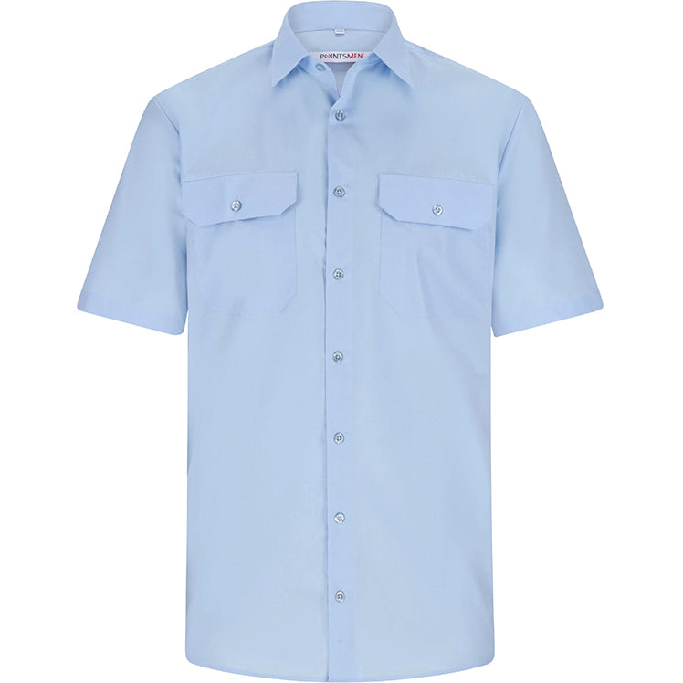 Diensthemd Feuerwehr hellblau, mit Tunnel, Kent Kragen, kurzarm, Herren, regular fit