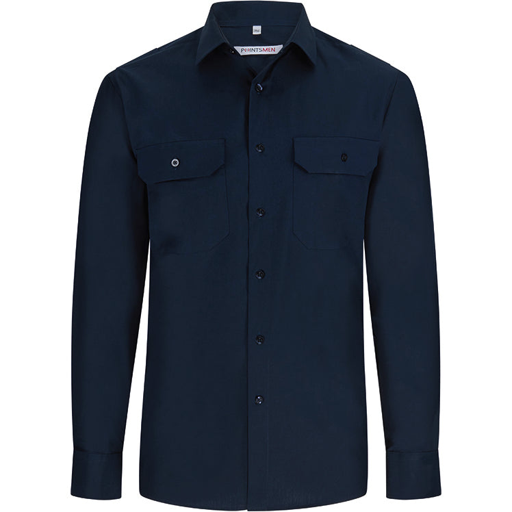 Diensthemd Feuerwehr marine, langarm, Kent Kragen, mit Tunnel, Herren, regular fit, dunkelblau