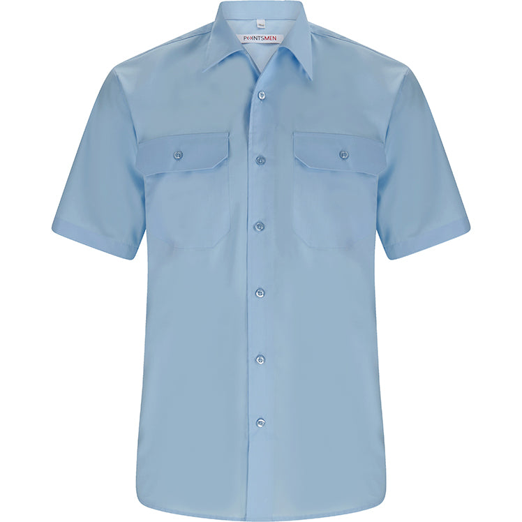 Diensthemd bügelarm, kurzarm, Feuerwehr, blau, ohne Tunnel, slim