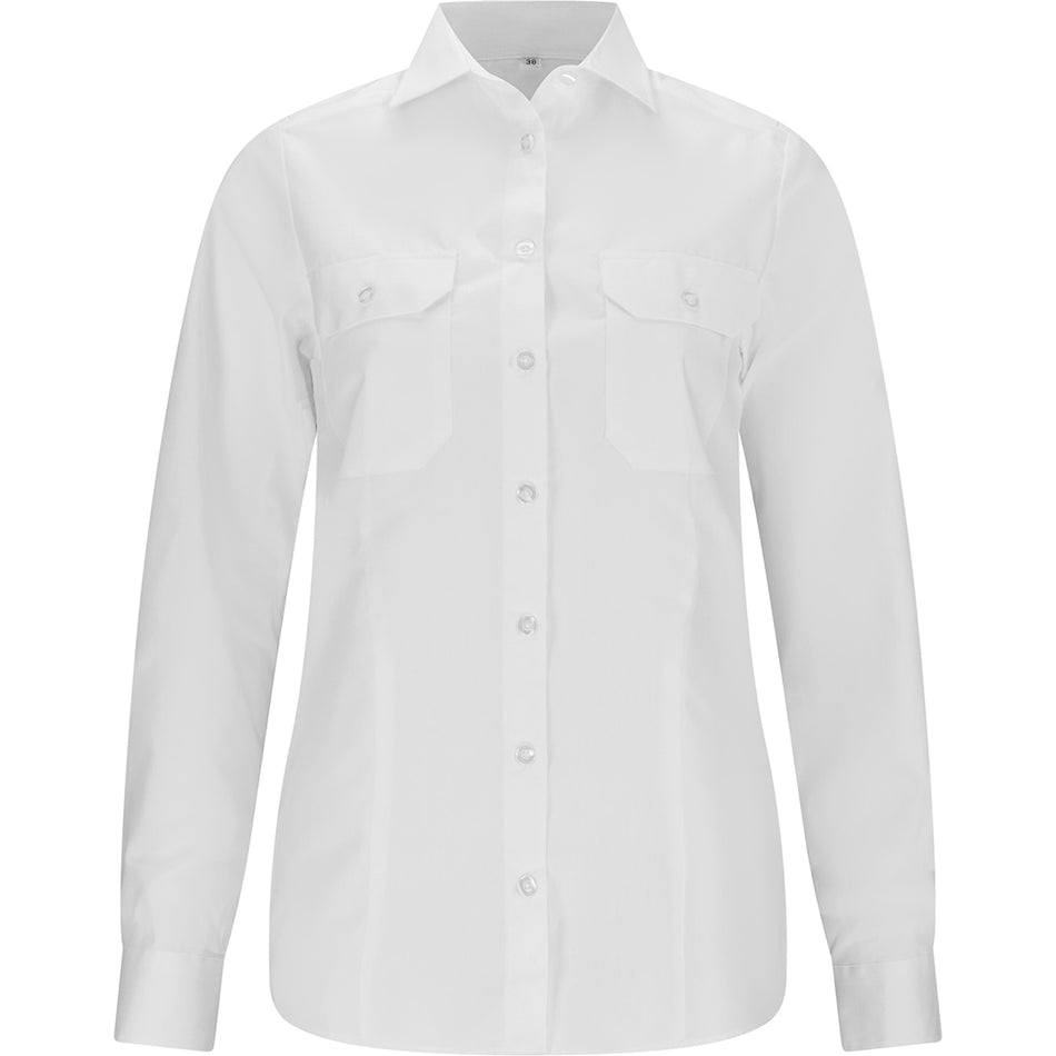Dienstbluse langarm weiß Feuerwehr mit Schultertunnel Kent Kragen 2 Pattentaschen