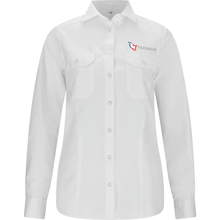 Dienstbluse Schleswig-Holstein Feuerwehr mit Stick, langarm, weiß