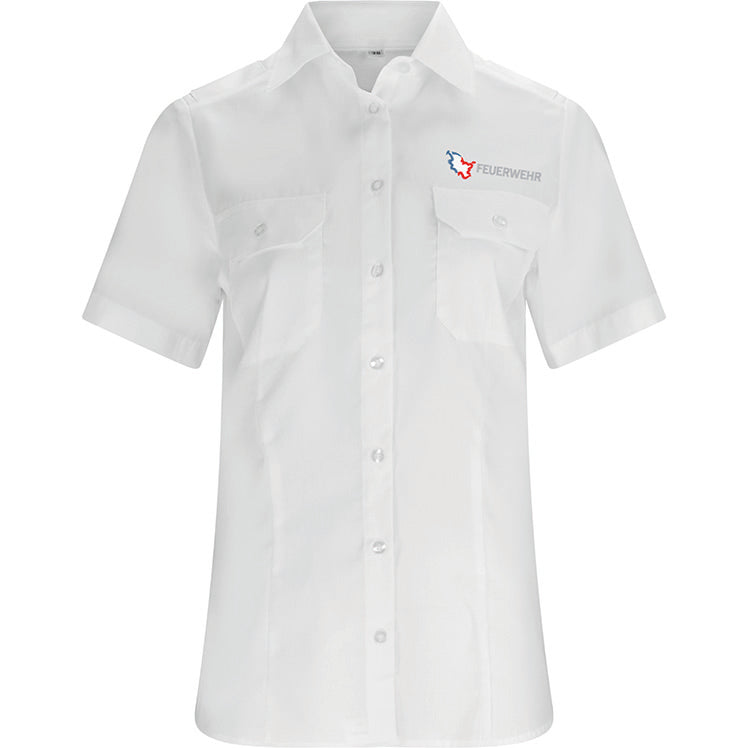 Dienstbluse Schleswig-Holstein Feuerwehr mit Stick, kurzarm, weiß