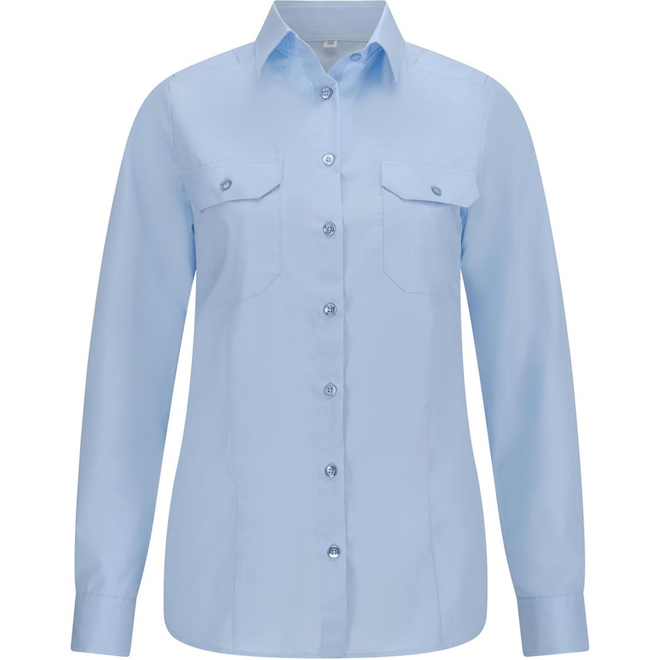 Dienstbluse langarm Hellblau Feuerwehr mit Schultertunnel Kent Kragen 2 Pattentaschen