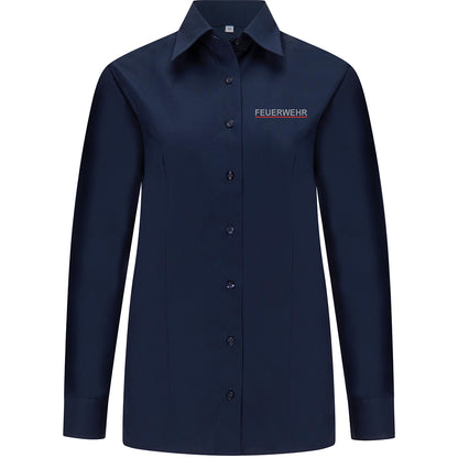 Bluse langarm Marineblau Feuerwehr Saarland Sachsen Thüringen mit Stick und Schultertunnel