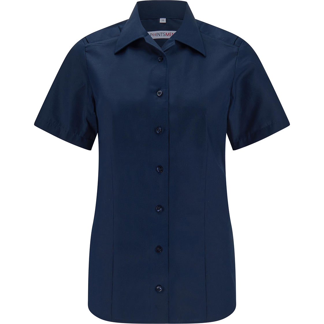 Dienstbluse Kurzarm Dunkelblau Feuerwehr mit Schultertunnel Vario Kragen Marineblau ohne Taschen