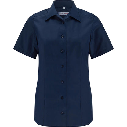 Dienstbluse Kurzarm Dunkelblau Feuerwehr mit Schultertunnel Vario Kragen Marineblau ohne Taschen