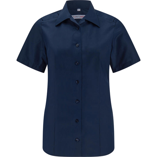 Dienstbluse Kurzarm Dunkelblau Feuerwehr mit Schultertunnel Vario Kragen Marineblau ohne Taschen