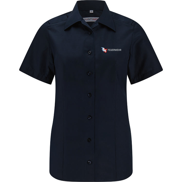 Dienstbluse Schleswig-Holstein Feuerwehr mit Stick, kurzarm, marine blau