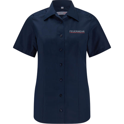 Bluse kurzarm Marineblau Feuerwehr Saarland Sachsen Thüringen mit Stick und Schultertunnel