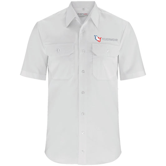 Diensthemd Schleswig-Holstein Feuerwehr mit Stick, kurzarm, Herren, slim fit, weiß