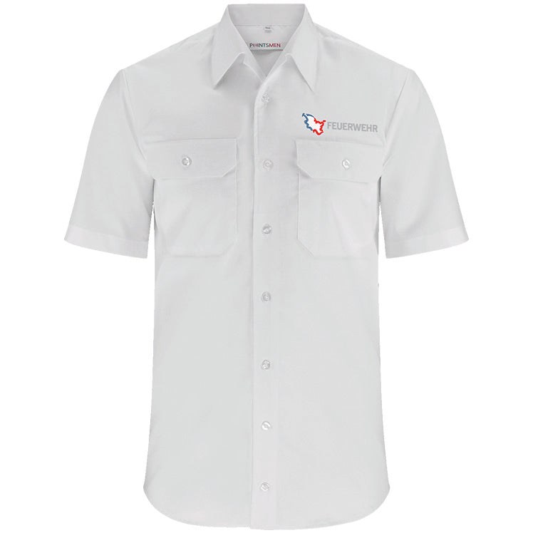 Diensthemd Schleswig-Holstein Feuerwehr mit Stick, kurzarm, Herren, slim fit, weiß