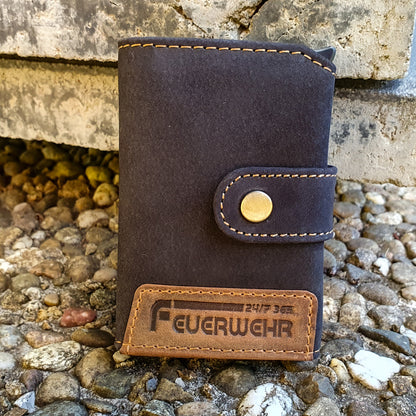 Feuerwehr Leder Kartenetui Geldbeutel mit RFID-Schutz, schwarz