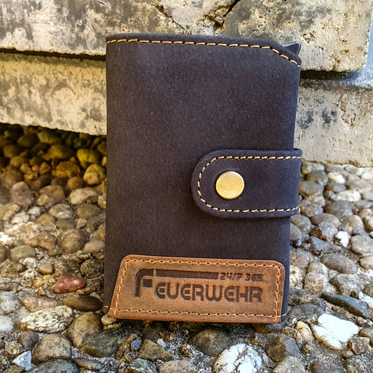 Feuerwehr Leder Kartenetui Geldbeutel mit RFID-Schutz, schwarz