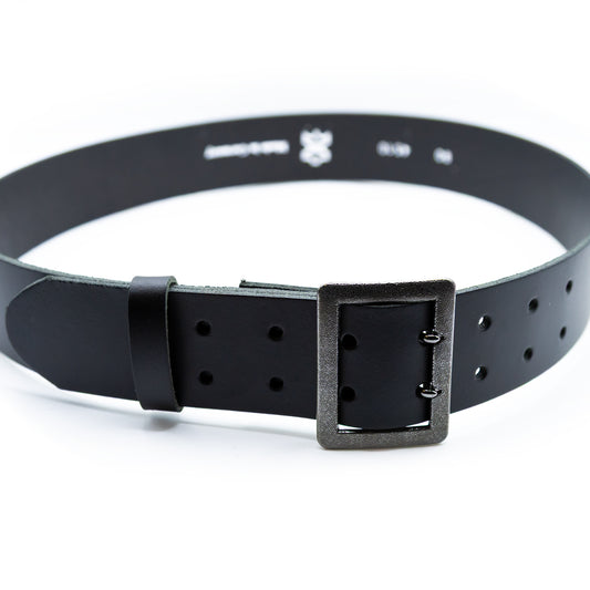 2-Dorn Lederkoppel, Ledergürtel, schwarz, Koppel, 45 mm