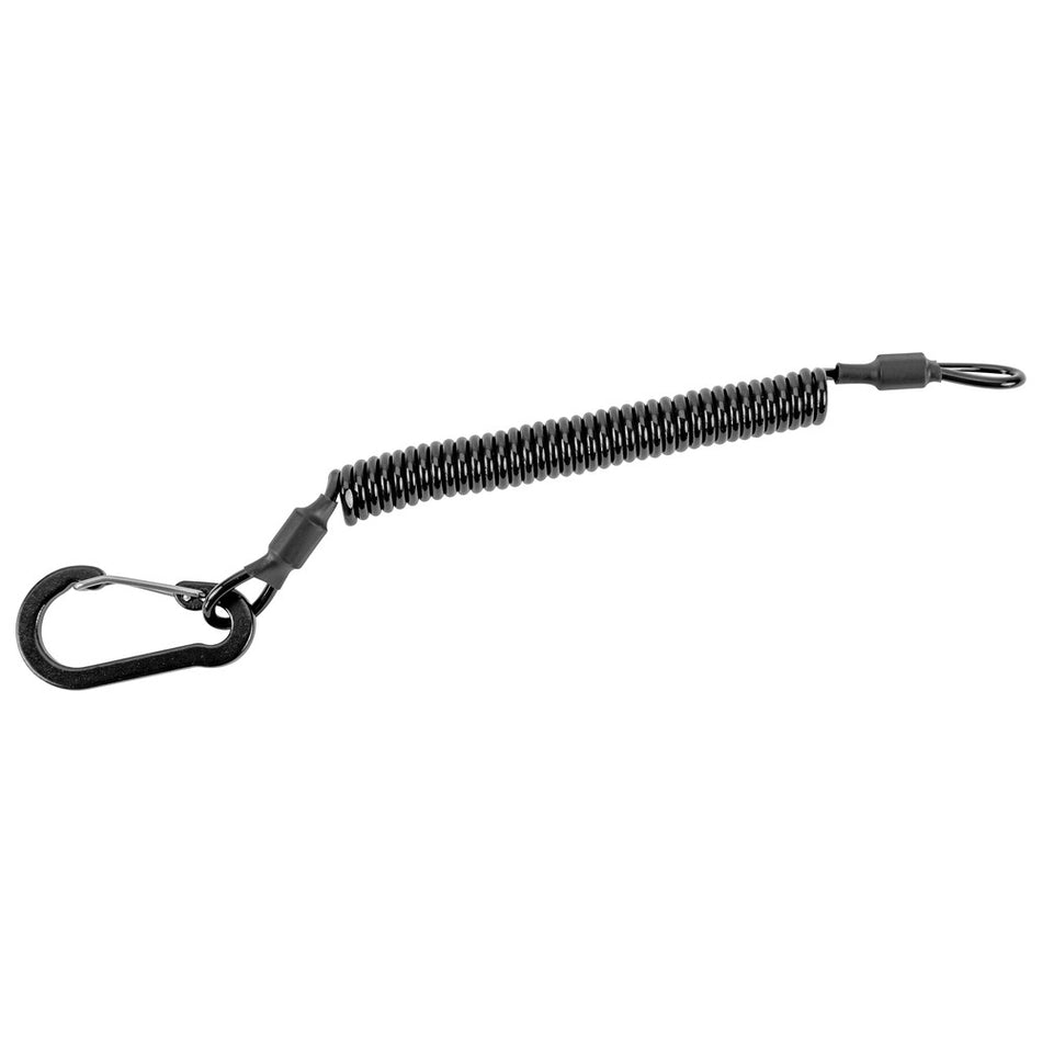 Spiralkabel mit Karabiner und Schlüsselring zur Befestigung für Rettungsmesser, Werkzeuge, Geldbeutel