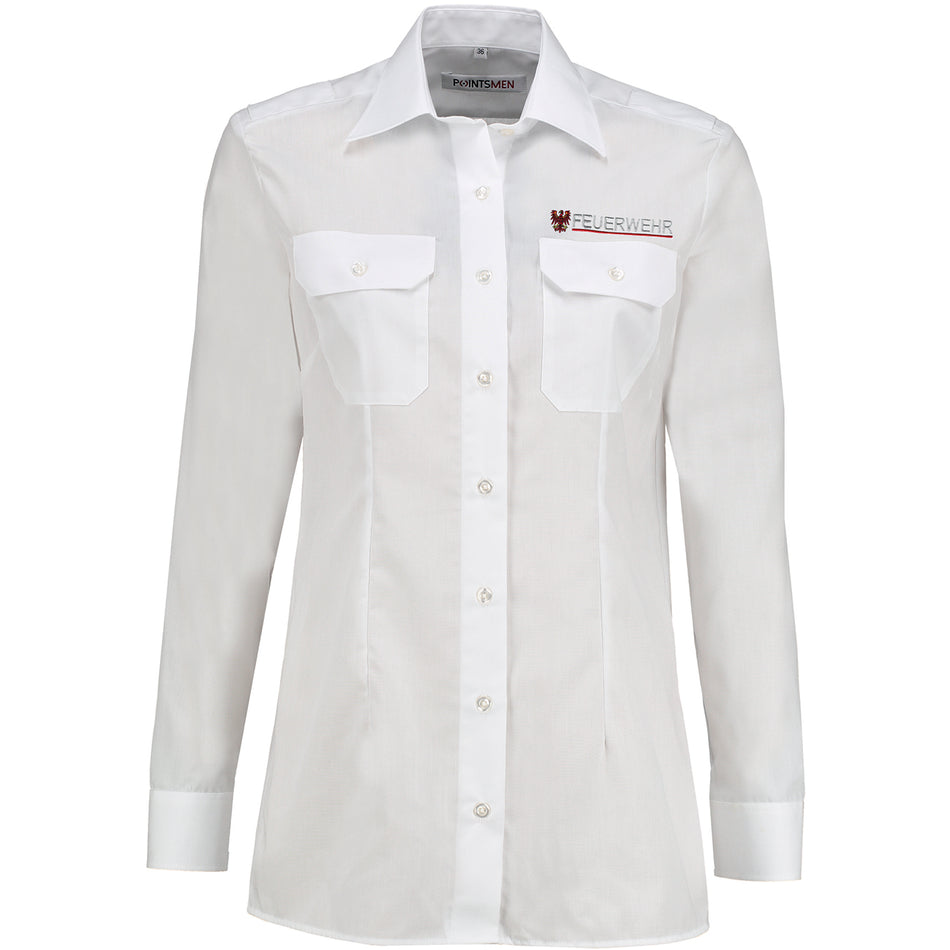 Dienstbluse langarm, Feuerwehr Brandenburg, weiß, Damen Bluse