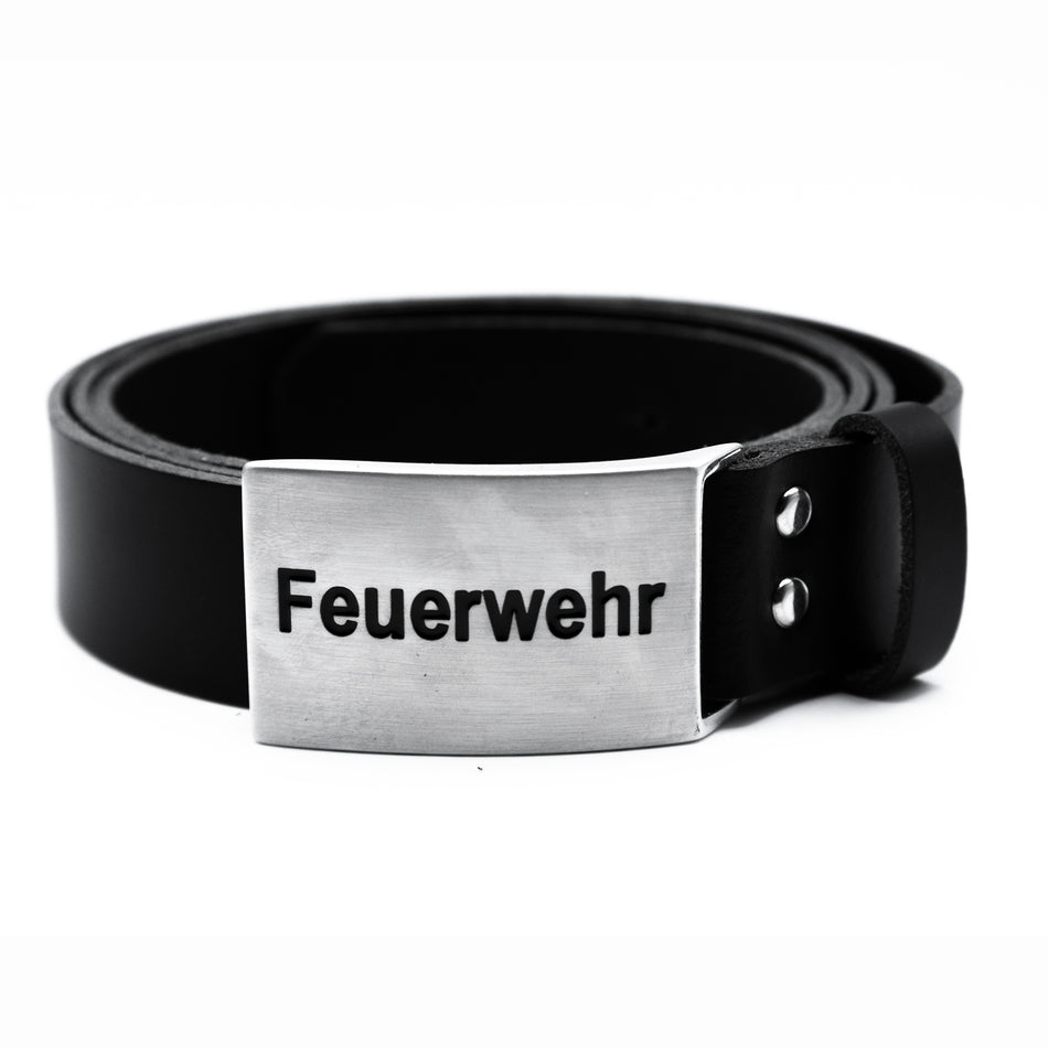 Ledergürtel mit Feuerwehr Prägung Gürtel Koppel 35mm
