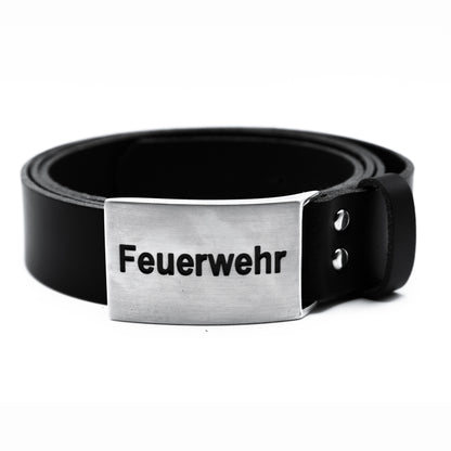 Ledergürtel mit Feuerwehr Prägung Gürtel Koppel 35mm