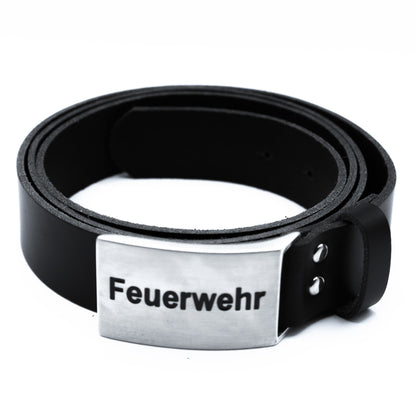 Ledergürtel mit Feuerwehr Prägung Gürtel Koppel 35mm
