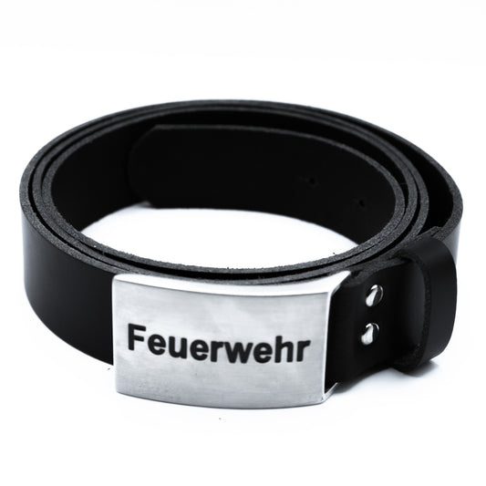 Ledergürtel mit Feuerwehr Prägung Gürtel Koppel 35mm