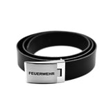 Ledergürtel Koppel mit Feuerwehr Eindruck Gürtel schwarz Bundumfang bis 150 cm kürzbar