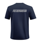 T-Shirt Feuerwehr mit Brust- und Rückenaufdruck marineblau Baumwolle