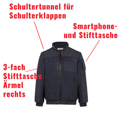 Feuerwehr Fleecejacke Tagesdienst Winterjacke marineblau neutral