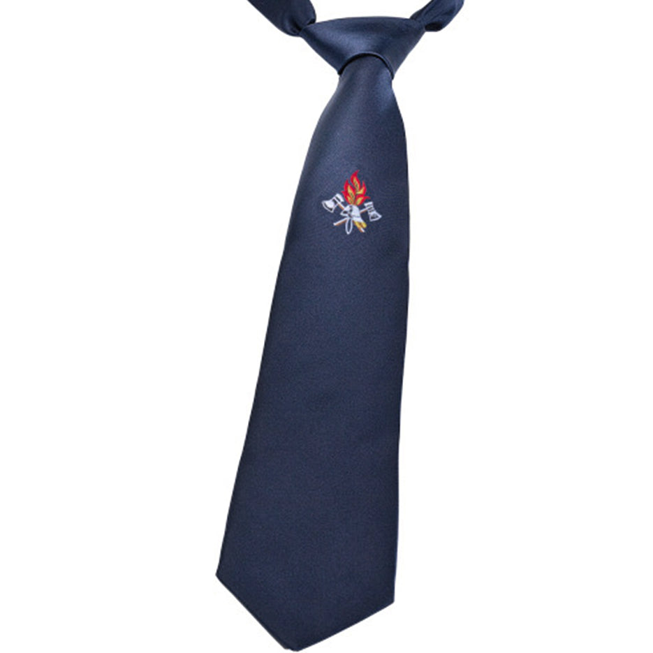 Krawatte Feuerwehr mit Emblem dunkelblau, marine, standard und lang zum knoten