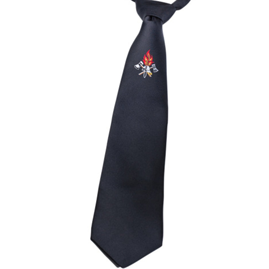 Krawatte Feuerwehr mit Emblem schwarz Schlips standard und extra lang