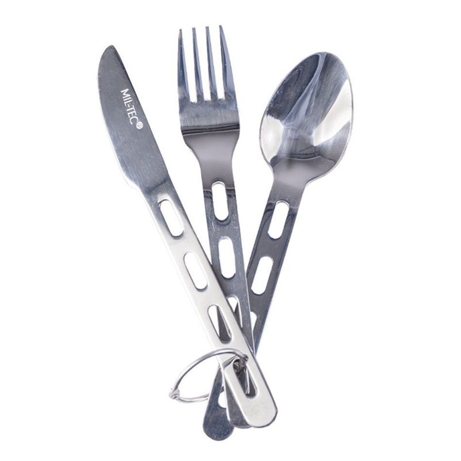 Campingbesteck Edelstahl mit Ring – leicht & kompakt 95 g
