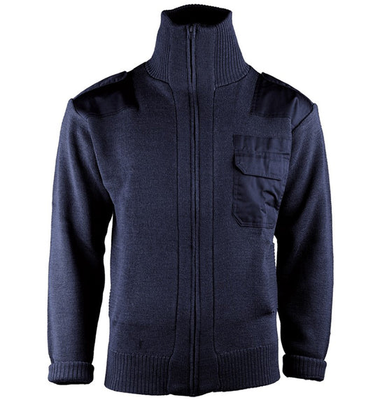 Strickjacke dunkelblau Feuerwehr, Bundeswehr, Schulterklappen, Brusttaschen, marineblau