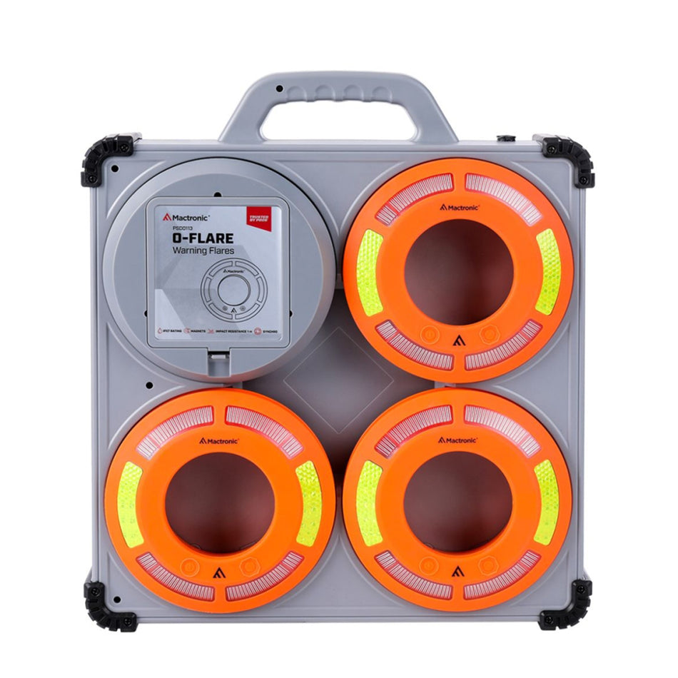 O-FLARE LED-360° Signalleuchte für Verkehrsleitkegel im Koffer mit Ladestation