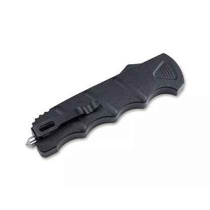 Böker Plus Rescue OTF 2 Rettungsmesser, schwarz, mit Glasbrecher und Gurtschneider
