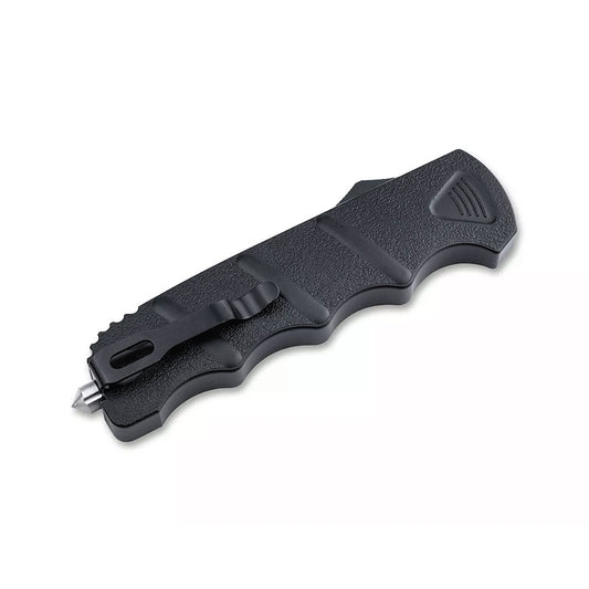 Böker Plus Rescue OTF 2 Rettungsmesser, schwarz, mit Glasbrecher und Gurtschneider