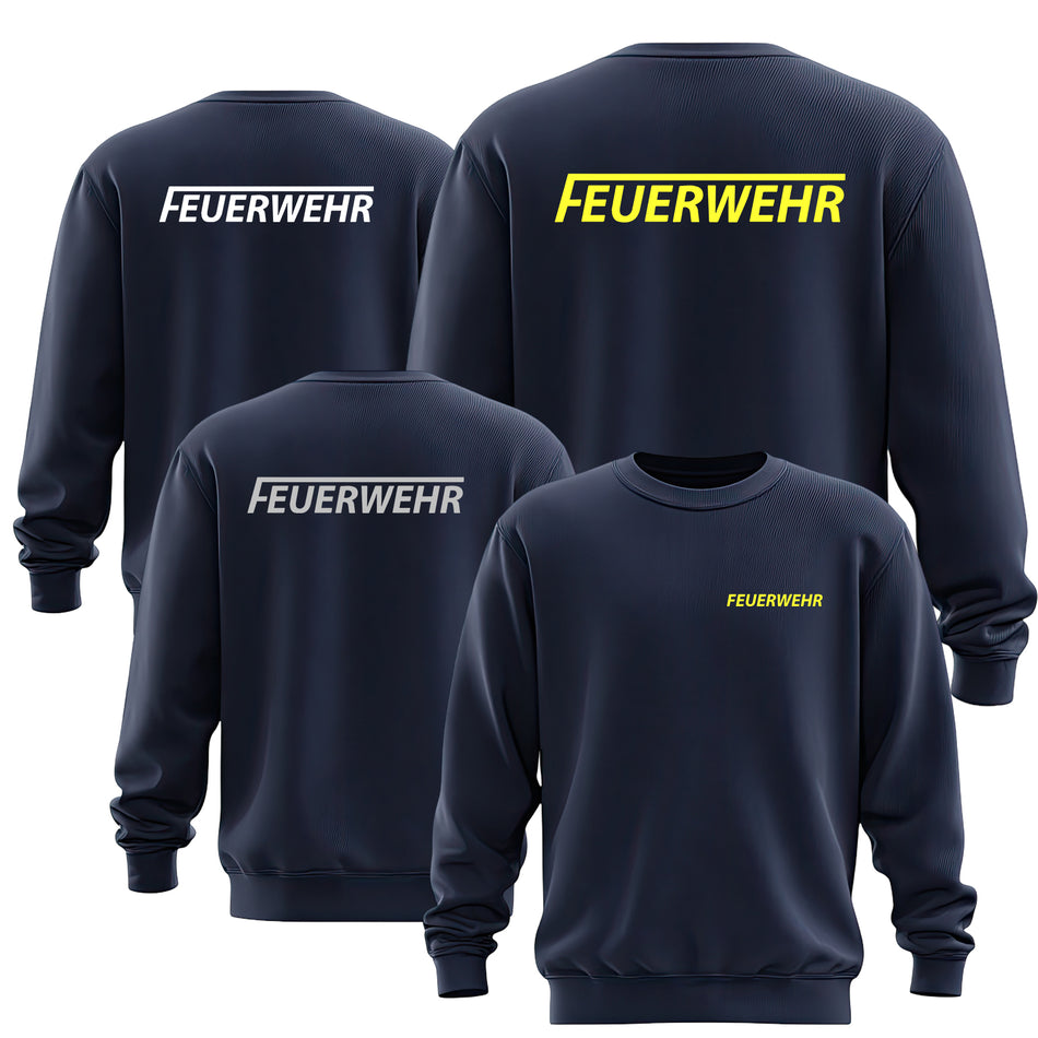 Sweatshirt Feuerwehr mit Brust- und Rückenaufdruck marineblau