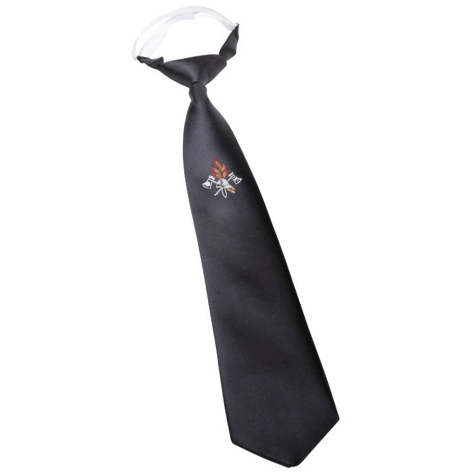 Regattes Krawatte Feuerwehr mit Emblem schwarz mit Gummiband standard und extra lang