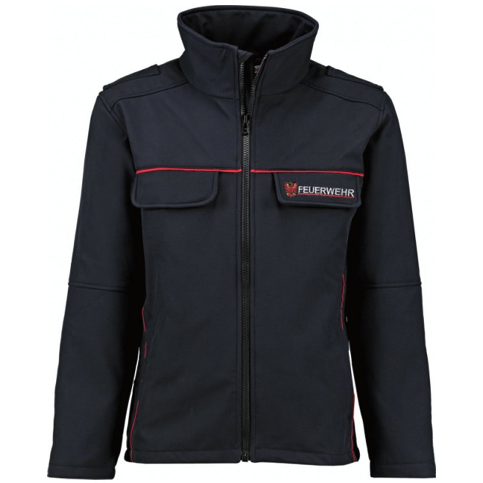 Softshelljacke Feuerwehr Brandenburg Damen und Herren marineblau mit Druck Dienstjacke